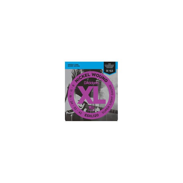 Cordes Guitare Électrique D'Addario ESXL120 - Nickel Super Light 9-42 - Extrémité Boule