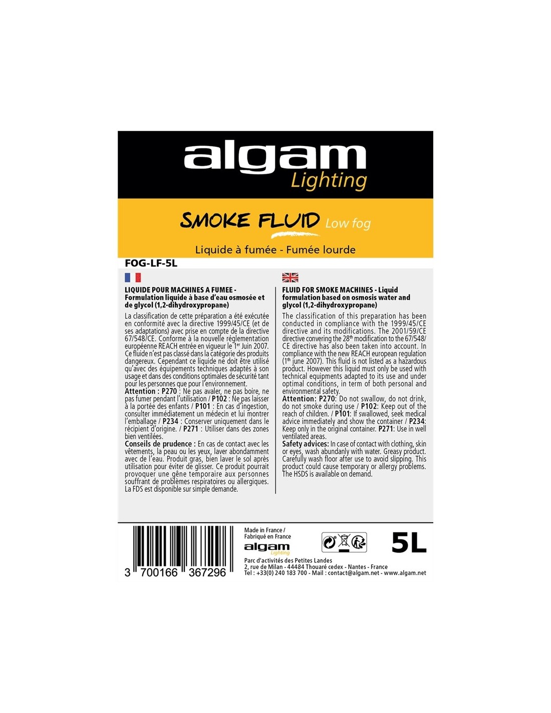 FOG-LF-5L Low Smoke Liquid 5L