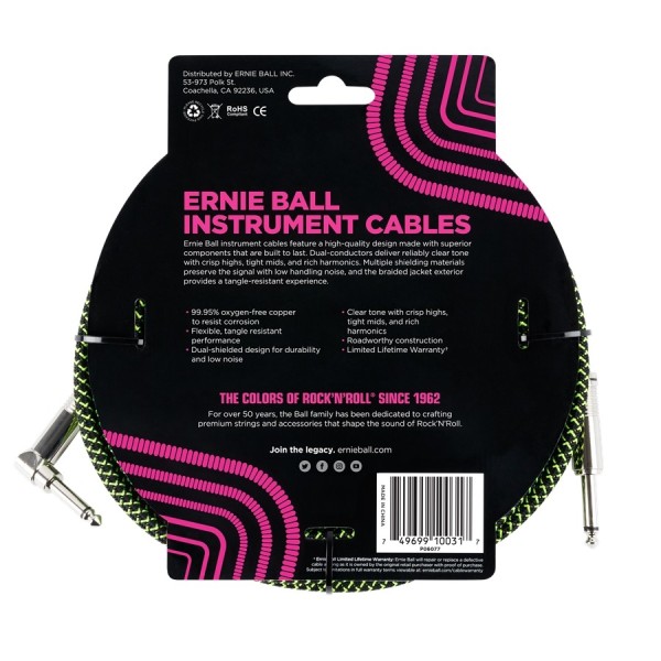 6077 Cavo Braided Black/Green 3,05 m