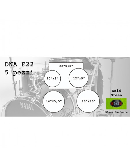 ADN F22 5 pièces Vert acide - Matériel noir