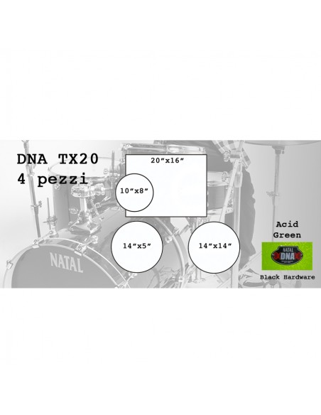 DNA TX20 4 pièces Vert acide - Matériel noir