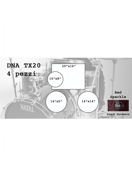 DNA TX20 4 pezzi Red Sparkle - Black Hardware