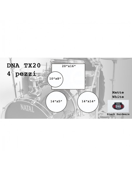 DNA TX20 4 pezzi Matte White - Black Hardware