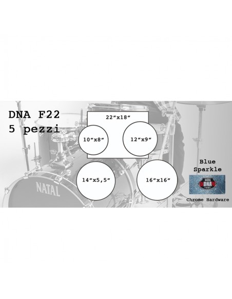 DNA F22 5 pezzi Blue Sparkle - Chrome Hardware