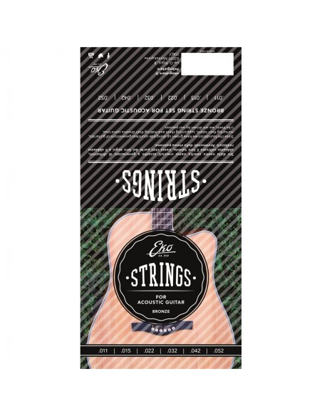 Cuerdas para guitarra acústica de bronce 11-52 Light Medium Set/6