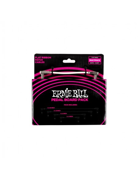 Ernie Ball 6387 Flat Ribbon Patch Cables White Multi-pack
