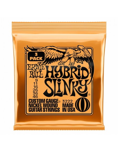 Ernie Ball 3222 Nickel Wound Hybrid Slinky 9-46 3 Set