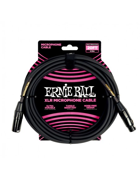 Ernie Ball 6388 Cavo Microfonico PVC nero 6 mt