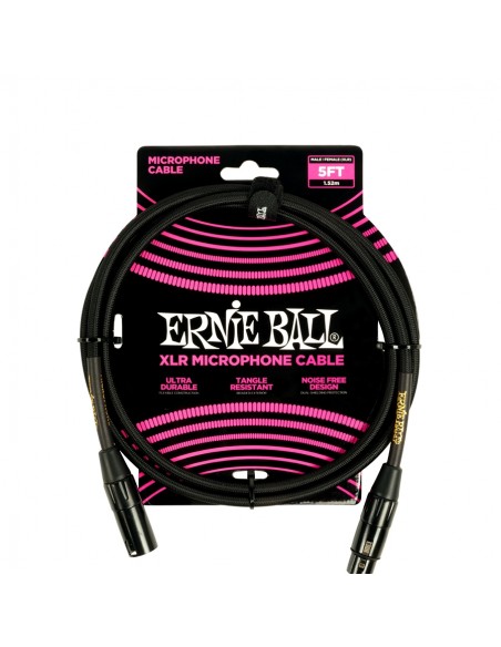 Ernie Ball 6390 Cavo Microfonico Braided nero 1,5 mt