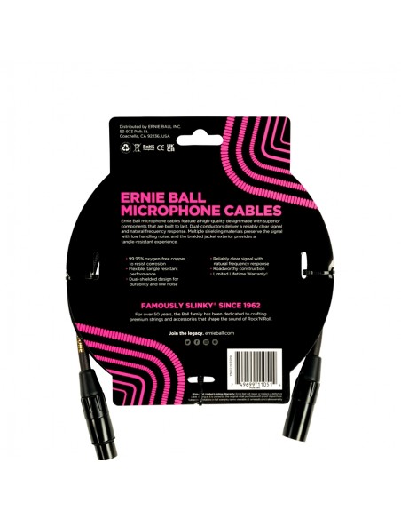 Ernie Ball 6390 Cavo Microfonico Braided nero 1,5 mt