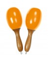 MARACAS-JAUNE-L Large wooden maracas - Yellow