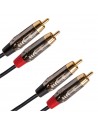 Cable de audio de 2 m con conector RCA de 4 pines y 2 conectores RCA de 2 pines.