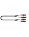 Cable de audio de 2 m con conector RCA de 4 pines y 2 conectores RCA de 2 pines.