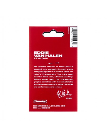 Dunlop EVHP02 EVH Frankenstein Max Grip 0.60 mm Confezione da 6 pz