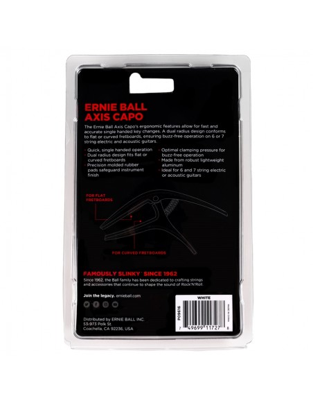 Ernie Ball 9616 Axis Dual Radius Capo White