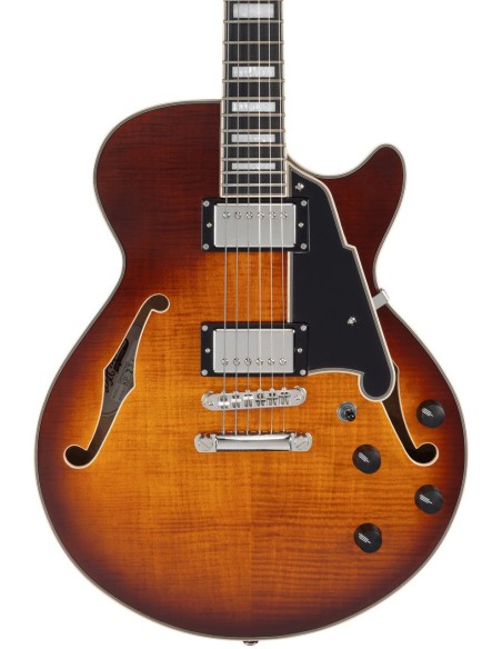 D'Angelico DAPSSDITBNS Premier SS Single Cutaway Semi-Hollow Body Dark Iced Tea Burst con Borsa