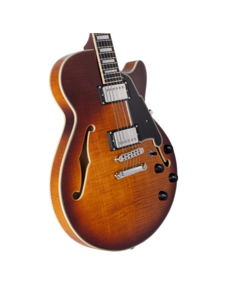 D'Angelico DAPSSDITBNS Premier SS Single Cutaway Semi-Hollow Body Dark Iced Tea Burst con Borsa