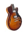 D'Angelico DAPSSDITBNS Premier SS Single Cutaway Semi-Hollow Body Dark Iced Tea Burst mit Tasche