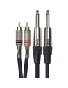 K03-3 Cavo Segnale Stereo 2x RCA maschio/2x Jack TS (Mono) 3 m