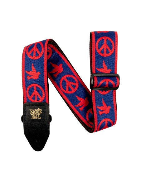 4698 Tracolla Red and Blue Peace Love Dove Jacquard Strap 2021