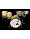 DS Drum Rebel Custom Shop Birch/Mahogany shells - Exotic Mapa Burl to Green Fade finish