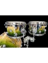 DS Drum Rebel Custom Shop Birch/Mahogany shells - Exotic Mapa Burl to Green Fade finish