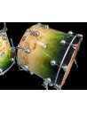 DS Drum Rebel Custom Shop Birch/Mahogany shells - Exotic Mapa Burl to Green Fade finish