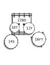 Tamburo T5 T5S22SLSK  Silver Sparkle batteria acustica completa
