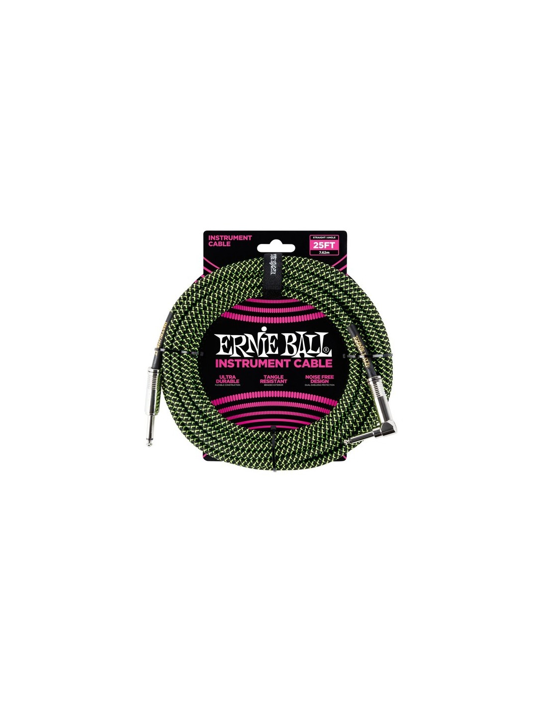 Ernie Ball 6066 Cavo Braided Black/Green 7,62 m