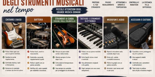 Come prendersi cura degli strumenti musicali nel tempo