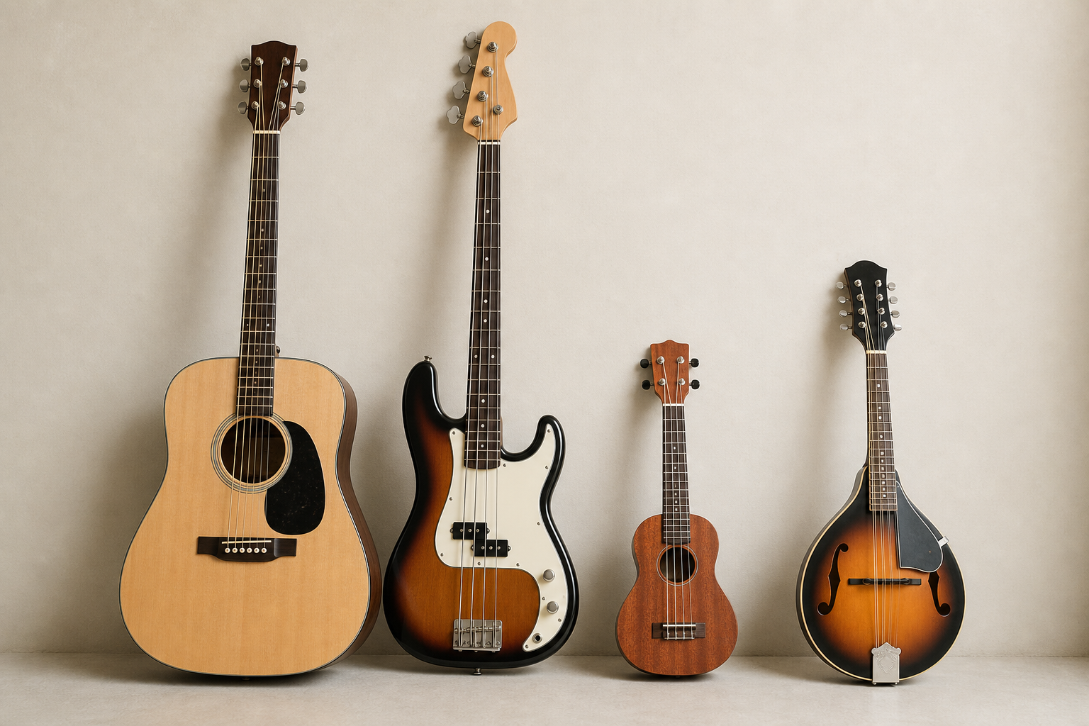 Strumenti a corda per principianti: quali iniziano più facilmente tra chitarra, basso, ukulele e mandolino